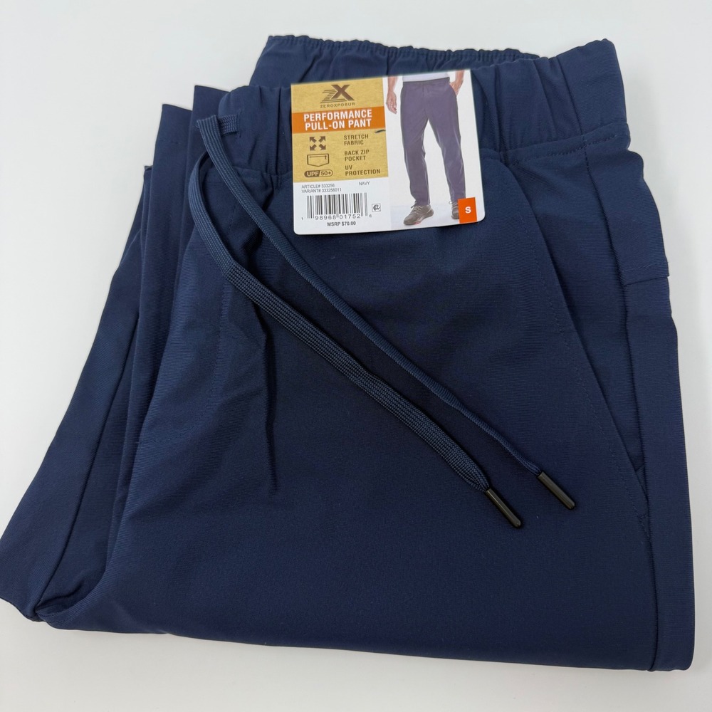 ZeroXposur Mens Performance Pull-On Pant Navy Blue‎ Stretch UPF 50+ Small NEW
